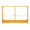 Scaffold frame safety rail with toeboard
