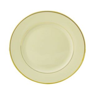 10 Wide Rim, Ivory w/Gold Band Dinner Plate